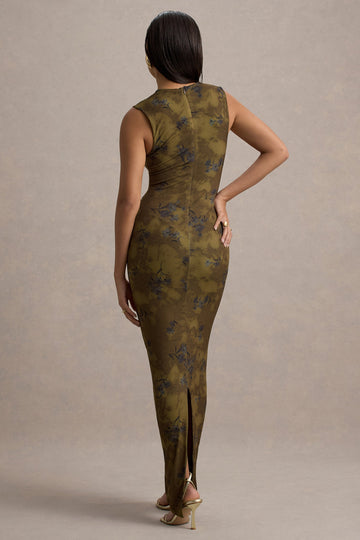 Jacinda Yellow Floral Print Bodycon Maxi Dress